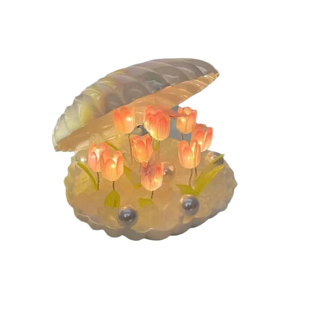 Diy Tulip Night Lamp Handmade Flower Lamp Creative Desktop Christmas Home Table with Decoration Birthday Lamps Light Figurines