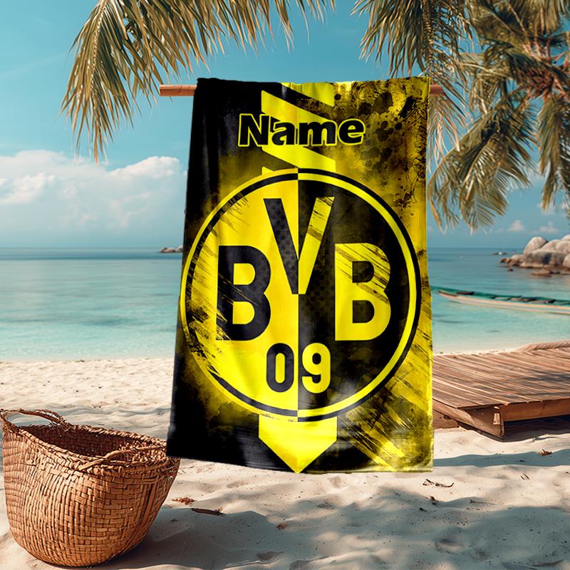 Custom Name Ultra-Soft Beach Towel with BVB Theme,Ideal for Pool - Camping, Diving - Perfect Travel Essential, Vibrant Beach Towel.