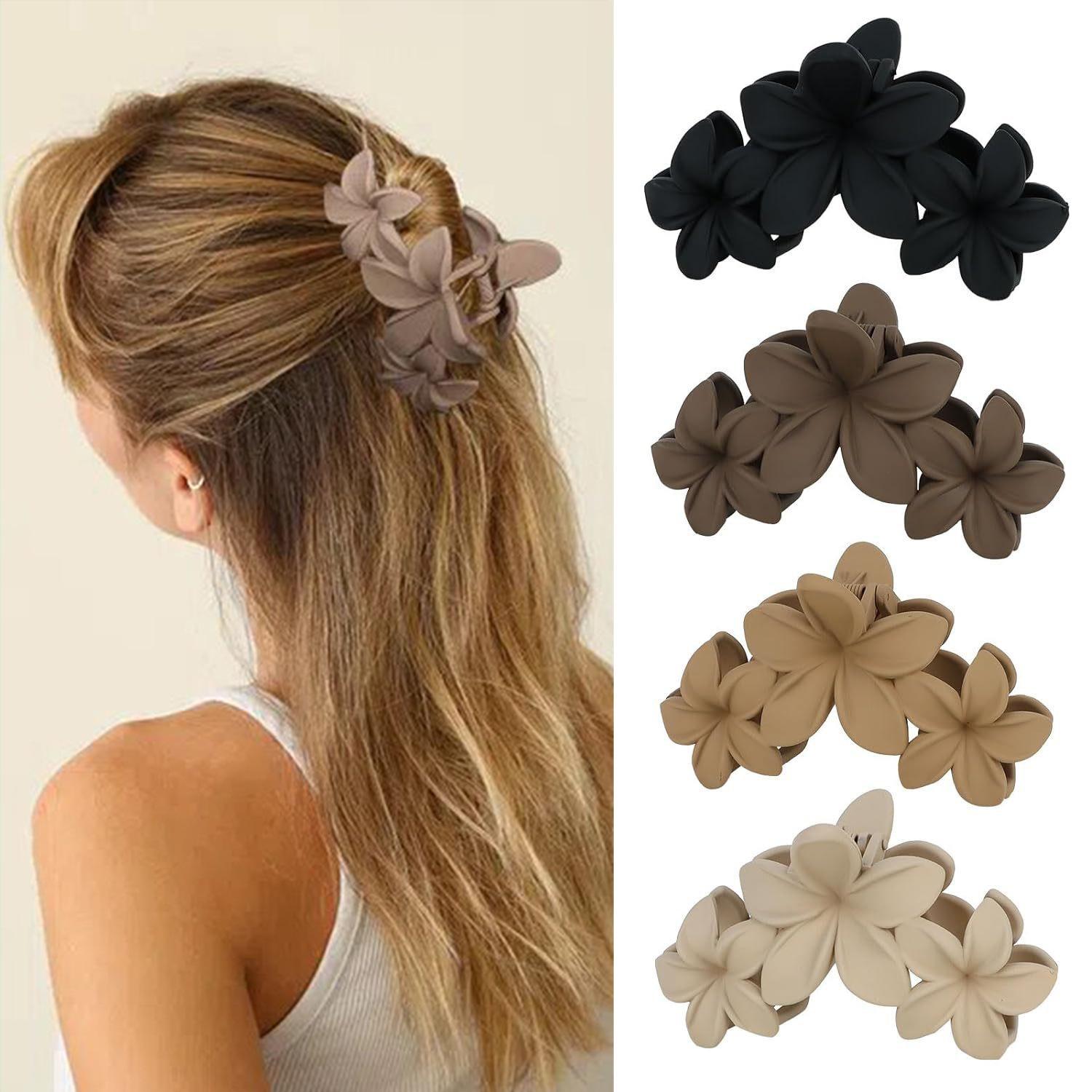 

All-match Hairpin Hairpin Headdress Frosted Flower Shark Clip Hairpin Hair Accessories 4 pieces/set