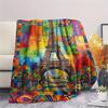 Paris Eiffel Tower Print Flannel Blanket, High quality Comfortable for All Seasons, Home Decor, Warmth and Comfort, Perfect for Christmas Gifts82