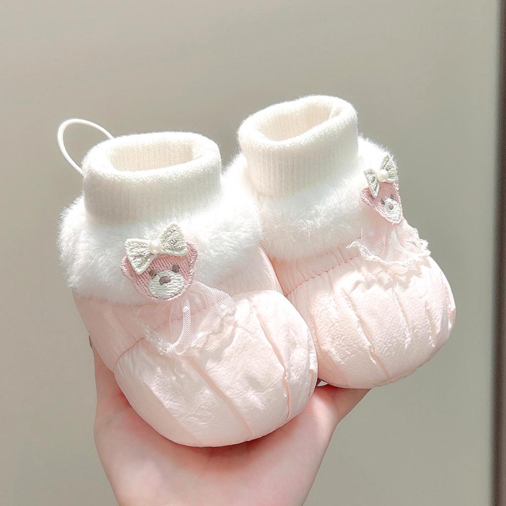Newborn Autumn/Winter Soft Bottom Non-Slip Velvet Cotton Shoe Socks, 0-1 Year Boys & Girls, First Birthday