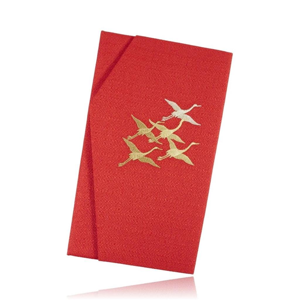 Wa-Yuraku Red Fukusa (Cloth Wrapping Cloth) for Celebrations, Women's, Weddings, and Money Envelopes, Made In Japan