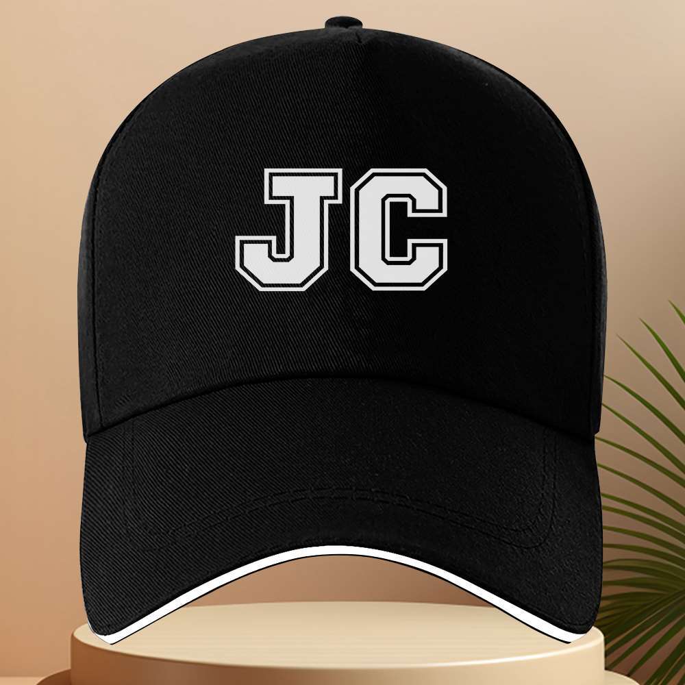 

1pc JC pattern American school team style font black and white contrast is simple simple and tough Baseball cap sandwich brim One Size