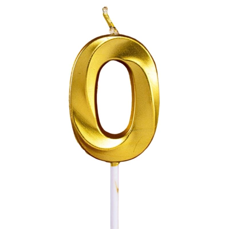 Gold Color Birthday Cake Candle Smokeless Not Toxic Wax Decorative Number Digits 0 to 9 For Celebration