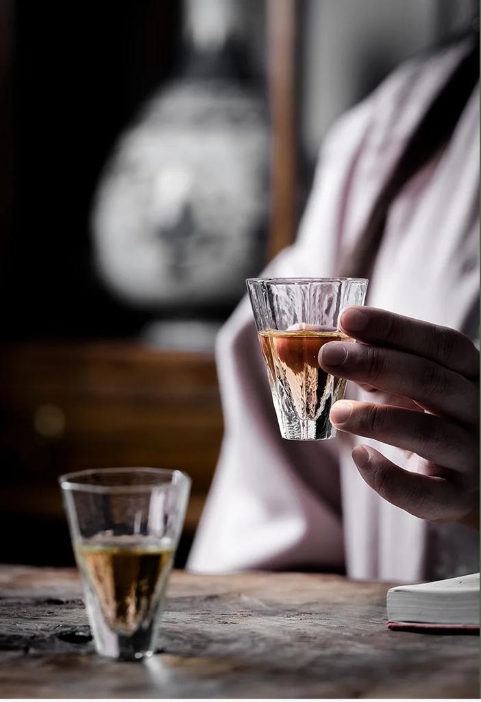 Japanese Style Glass Tea Cup ,Handmade Sake Cup,Bar Whiskey Tasting Glass,Transparent Liquor Drinking Glass,Elegant Cup