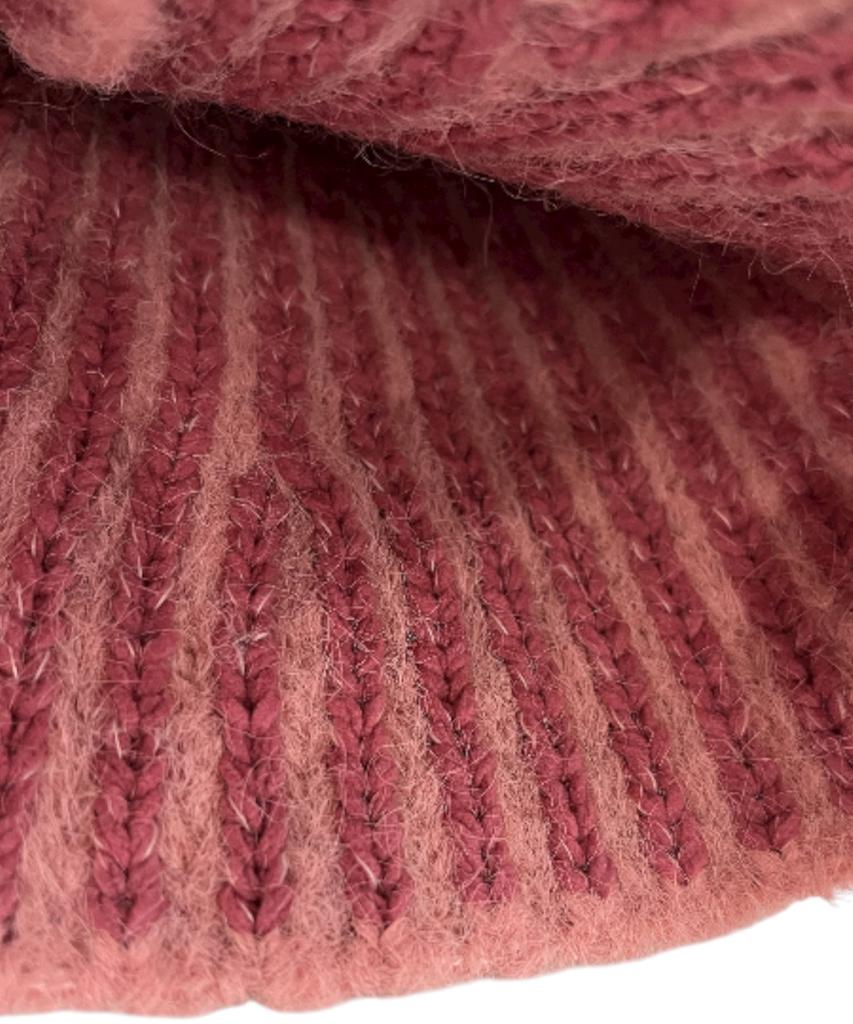 SK8ER ROCK Tone On Tone Cross Beanie ((Pink))