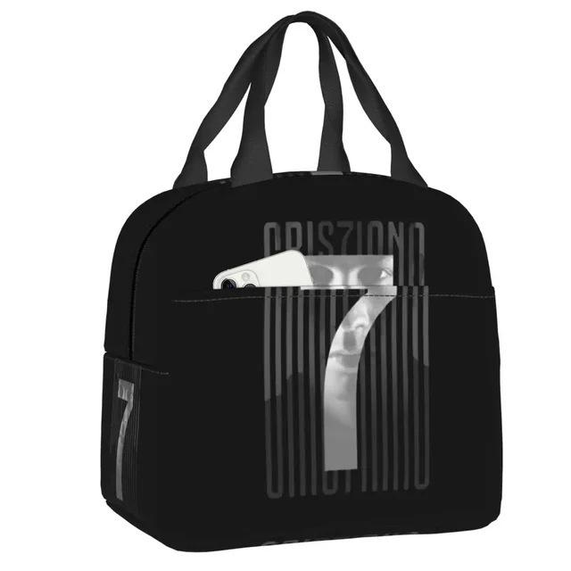 Cristiano Ronaldo World Cup Insulated Lunch Bag - Cartoon Bento Design, Oxford Cloth, Perfect for Campus and Office