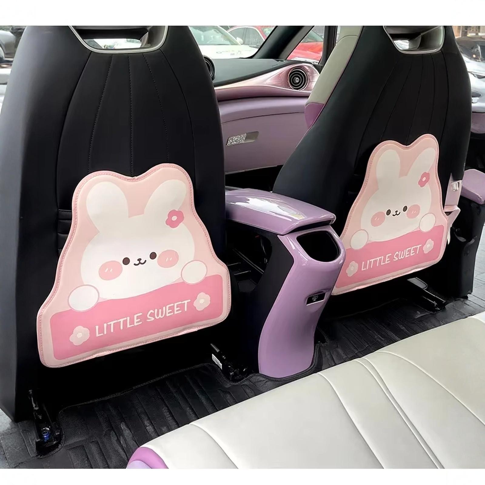

Car Cartoon Animal Bear Bunny Backseat Protector Kick Mat Seat Back Cover Leather -Kick Pad For Kids Universal One Size