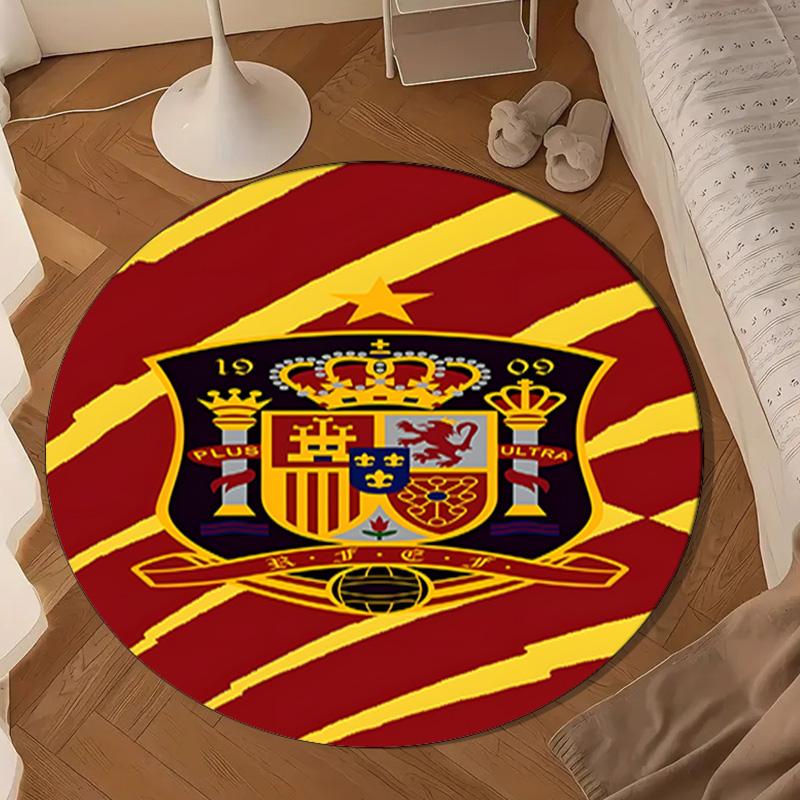 Spain Football Crest Round Rug for Livingroom,Bedroom, Palyroom, Chair Rug, Area Rug, Circle Carpet, Large Size Fan Christmas Gift