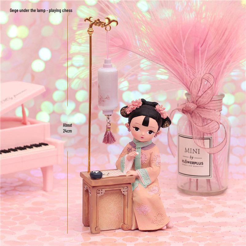 Boneca Princesa Estilo Antigo Xianci de Resina: Ornamento de Mesa Elegante e Presente para Menina