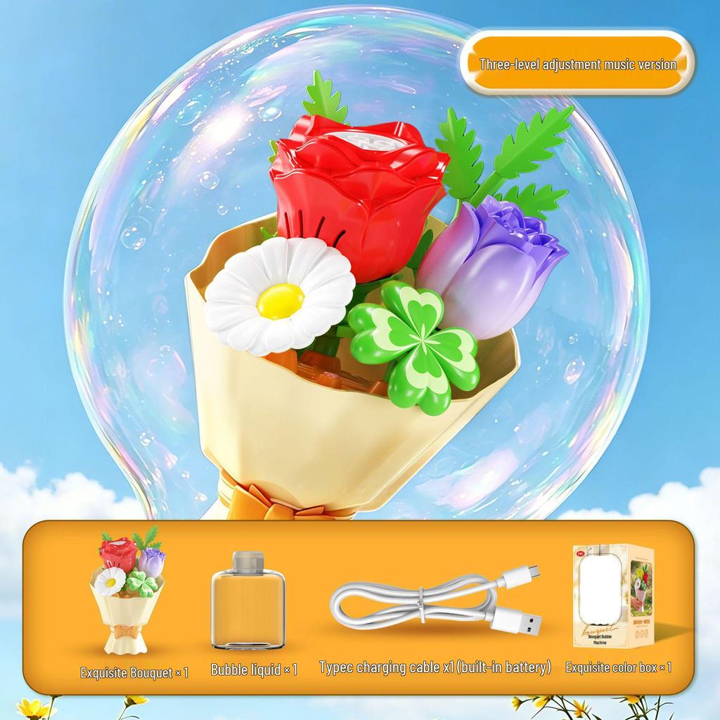 Automatic Flower Bubble Machine with Lights - Cute and Exquisite Children's Toy Gift