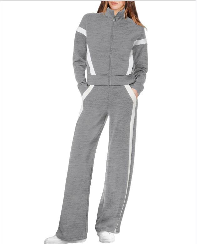 2025 Women's Casual Sportswear Set: Cardigan Top & Wide-Leg Pants