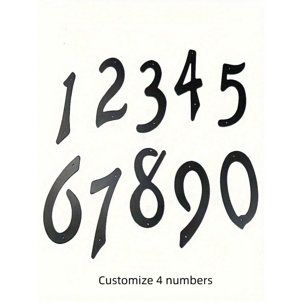 1pc 4 Inch Metal Number Sign Black Modern House Address Plaque Outdoor Door Entry Garden Wall Decor Home