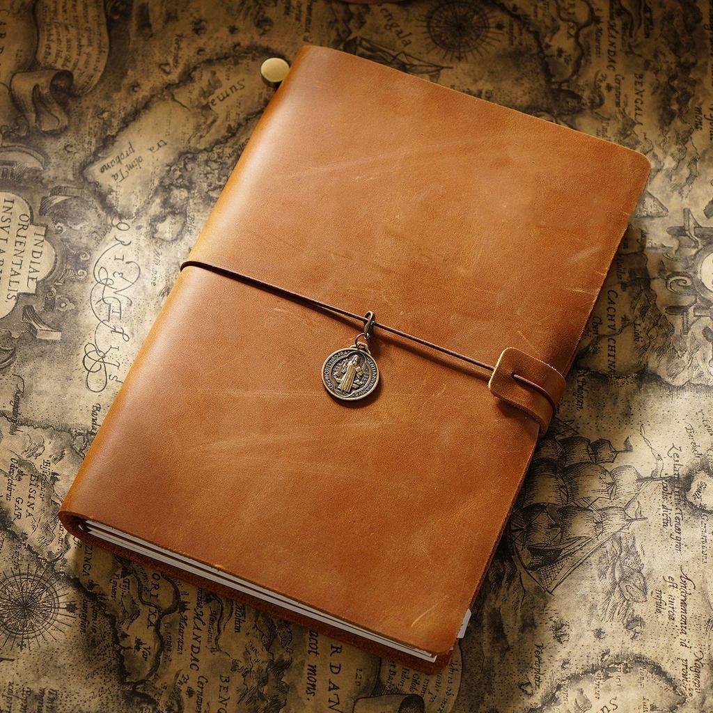 Genuine Leather Vintage Travel Journal - Creative Cowhide Diary Notebook