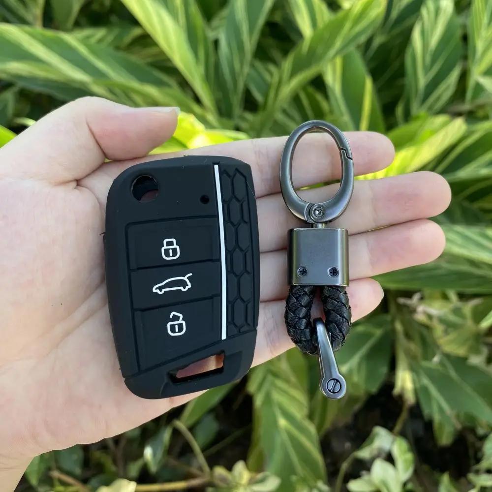 3 Button Silicone Car Key Case Cover for Volkswagen VW Polo Golf 7 MK7 for Skoda Octavia Combi SEAT Leon Ibiza CUPTRA Keychain