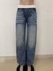 Vintage Faded Denim Loose Straight-Leg Ripped Jeans for Women - European & American Street Retro Style