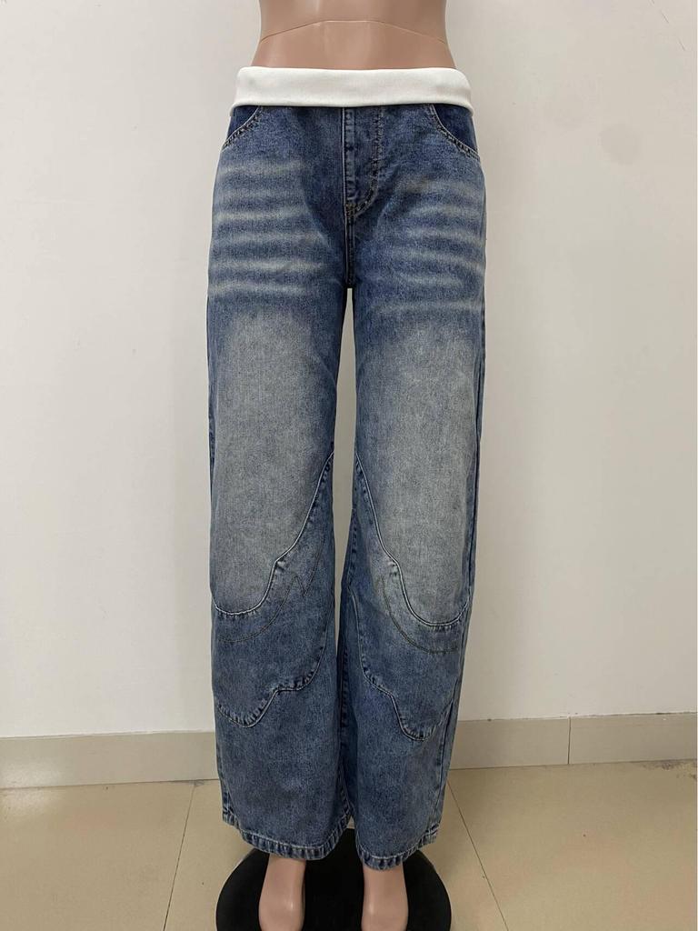 Vintage Faded Denim Loose Straight-Leg Ripped Jeans for Women - European & American Street Retro Style