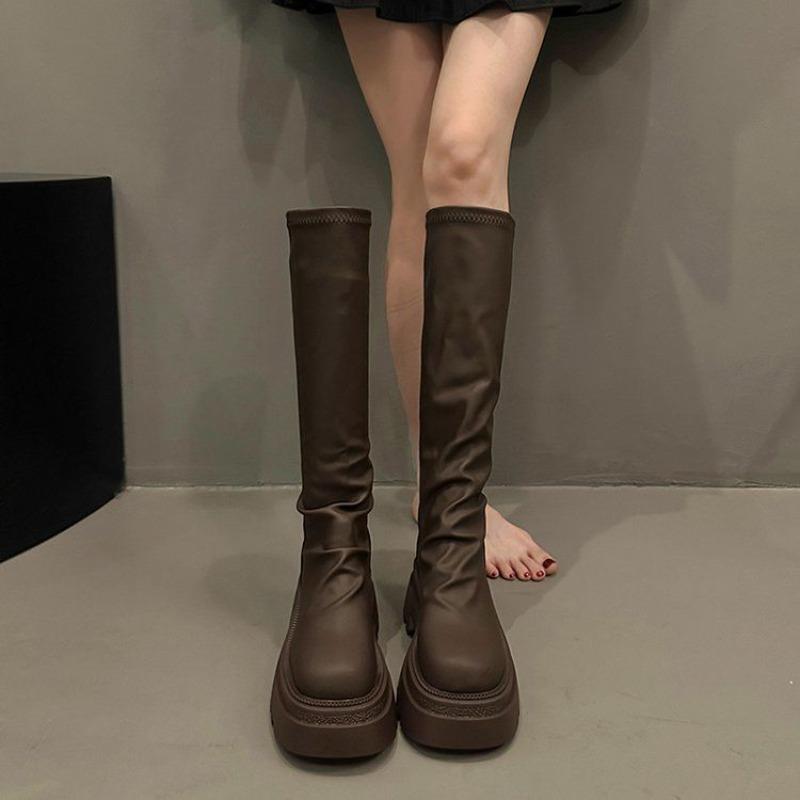Spice girl boots new muffin thick-soled tall tube elastic boots knight taller small thin boots