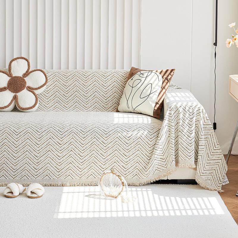 Sofa Towel Non-slip Four-season Universal Sofa Cover Cloth New Year Sofa Blanket High-end Striped Cushion