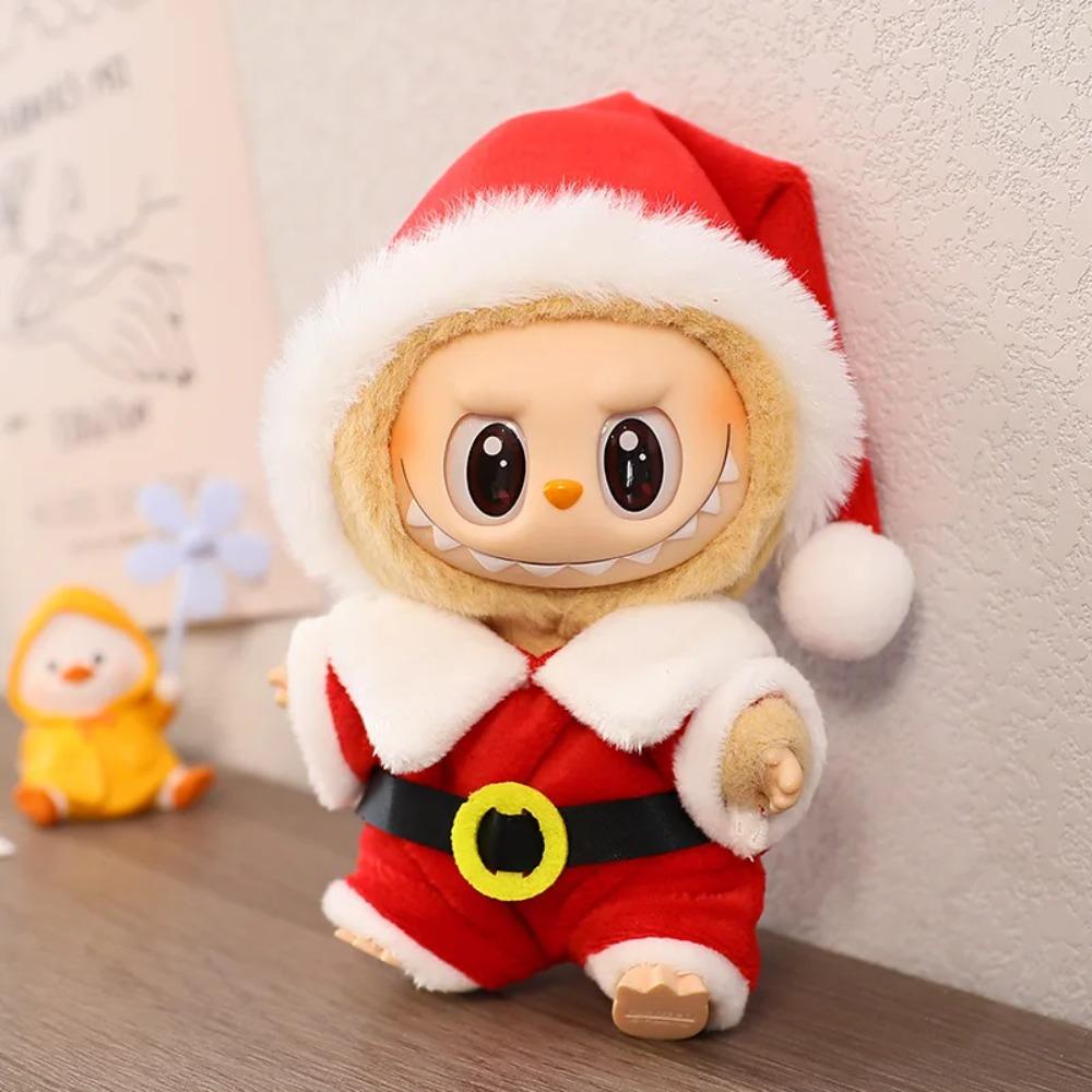 Doll Clothes For 15-17CM Labubu Clothing Merry Christmas Hat Scarf Elk Snowman Set Mini Plush Doll Accessory New Year Dress Gift