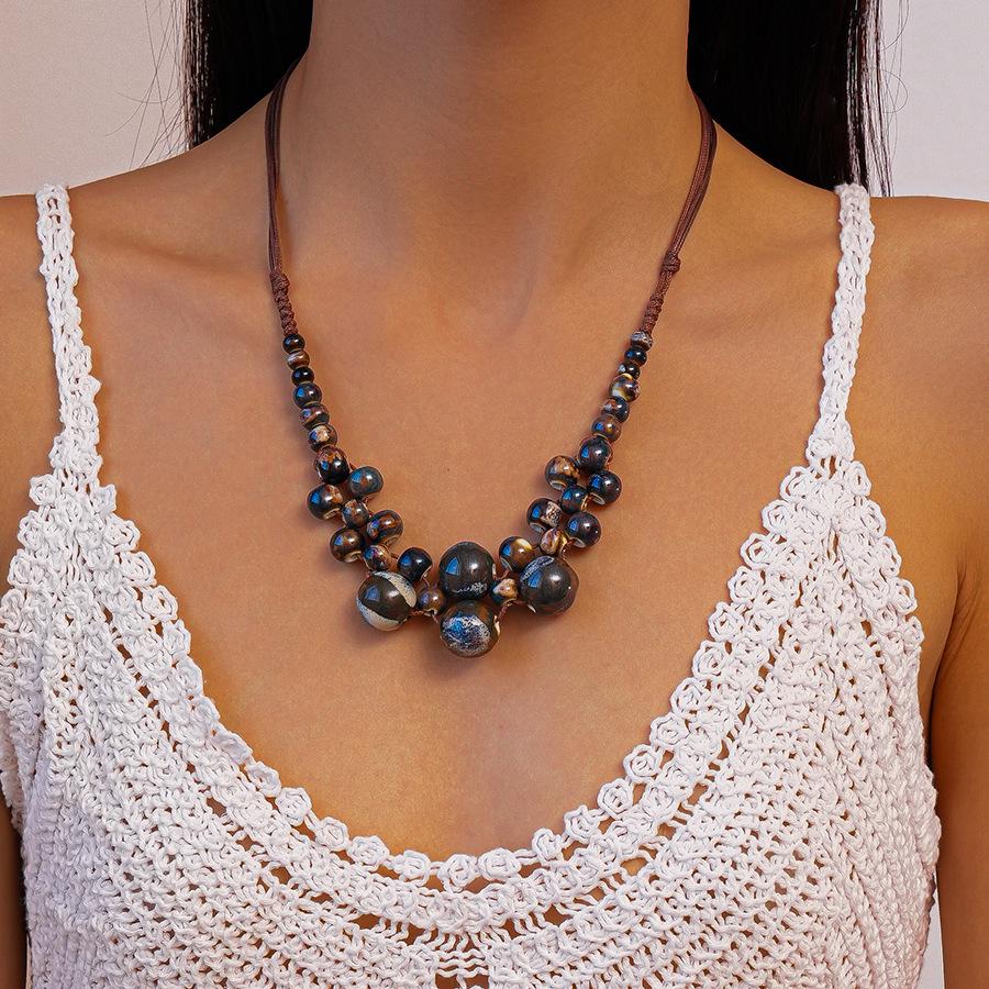 High-End European & American Multi-Layer Round Beaded Clavicle Necklace - Unique Vacation Style