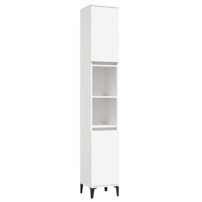 VidaXL Armoire de salle de bain blanc 30x30x190 cm bois d'ingénierie 819796