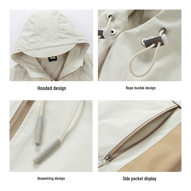 Jeep Men's 2025 Fall Hooded Color-Block Windbreaker Jacket