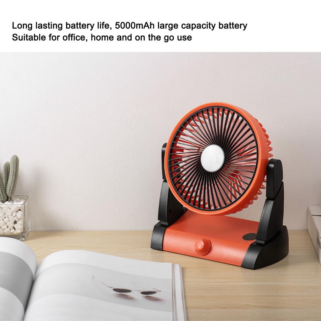 USB Small Desk Fans 2 s LED Silent 5000mAh Battery Re able Portable Desk Fan for Outdoor Camping