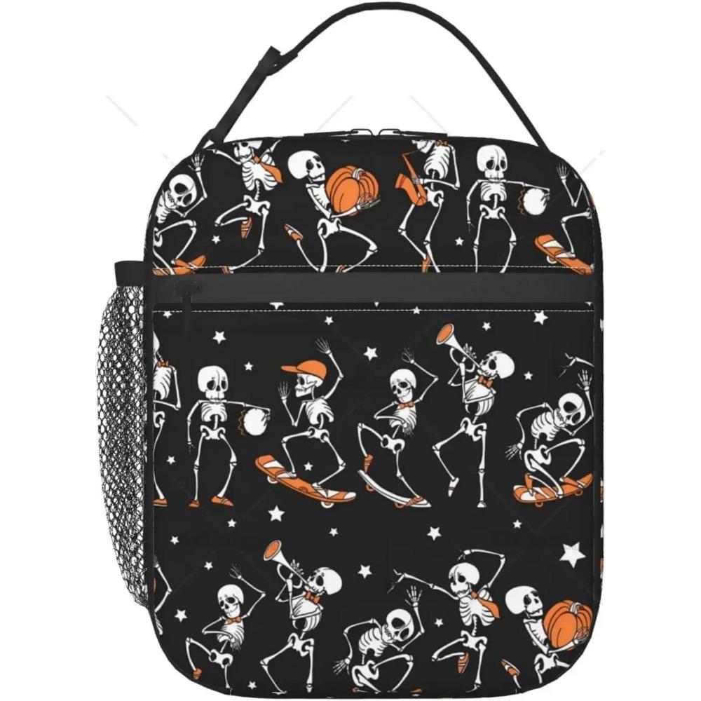 Dancing Skeletons Party Halloween Lunch Bag Insulated Lunch Box for Women Men Reusable Lunch Cooler Bag for Office Picnic