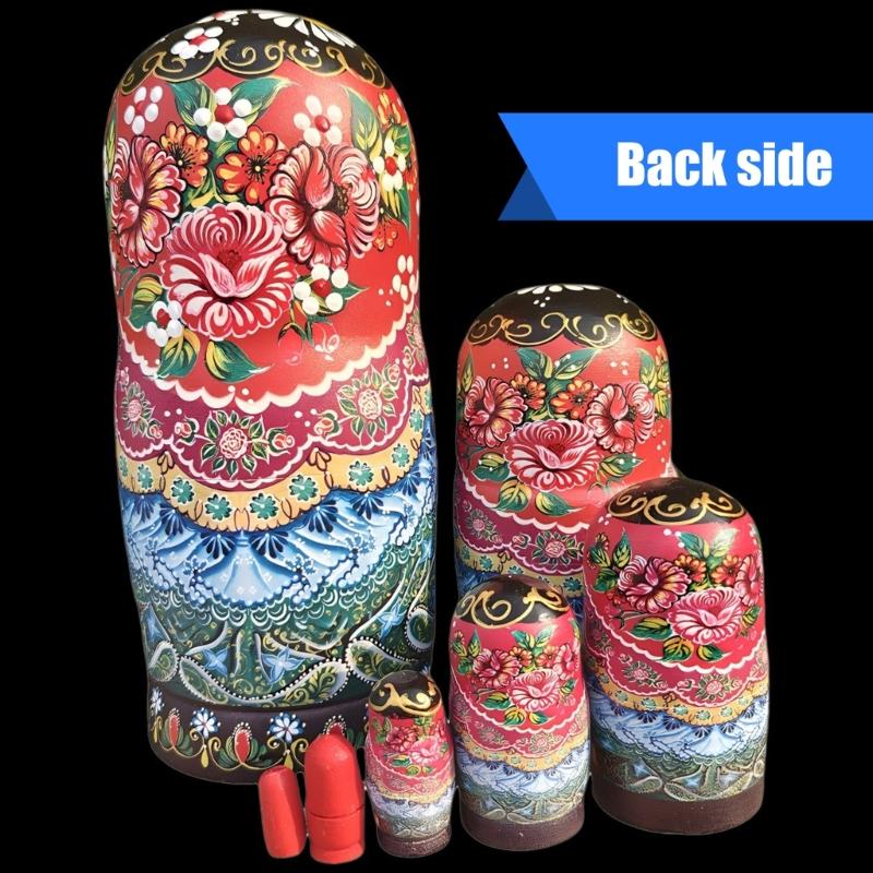 Premium Wooden Stacking Dolls Set Of 7 Cultural Educational Toy For Toddler Safe Paint Early Learning Tools