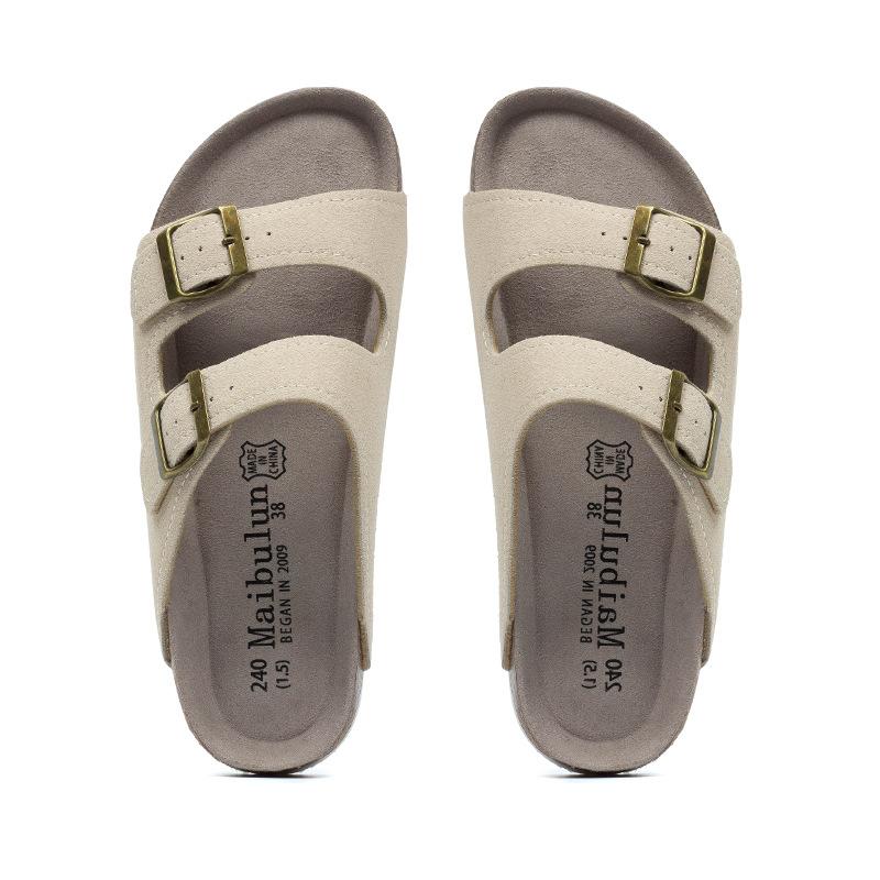 

Разноцветные мужские повседневные тапочки из пробки для пар, удобные пляжные шлепанцы, женские туфли на плоской подошве для девочек, прогулочная обувь на открытом воздухе, сандалии из нубуковой кожи 5