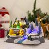 Christmas Glowing Snow House Figurine Rotatable Bar Shop Decoration Gift