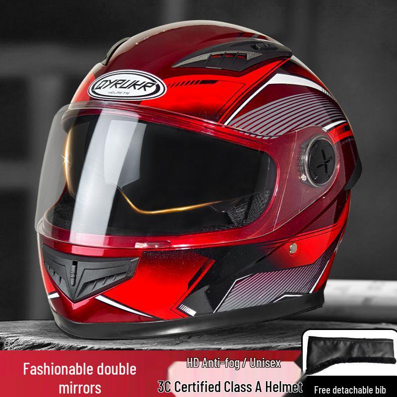 New 3C-Certified Full Face Motorcycle Helmet - Double Lens, All-Season, Cool, Cold-Proof, Rain-Proof, Unisex.