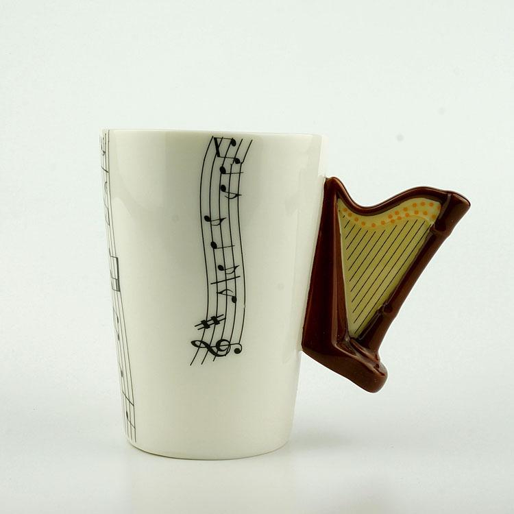 General Merchandise Daily Creative Ceramic Water Cup 3D Harp Handle Gift
