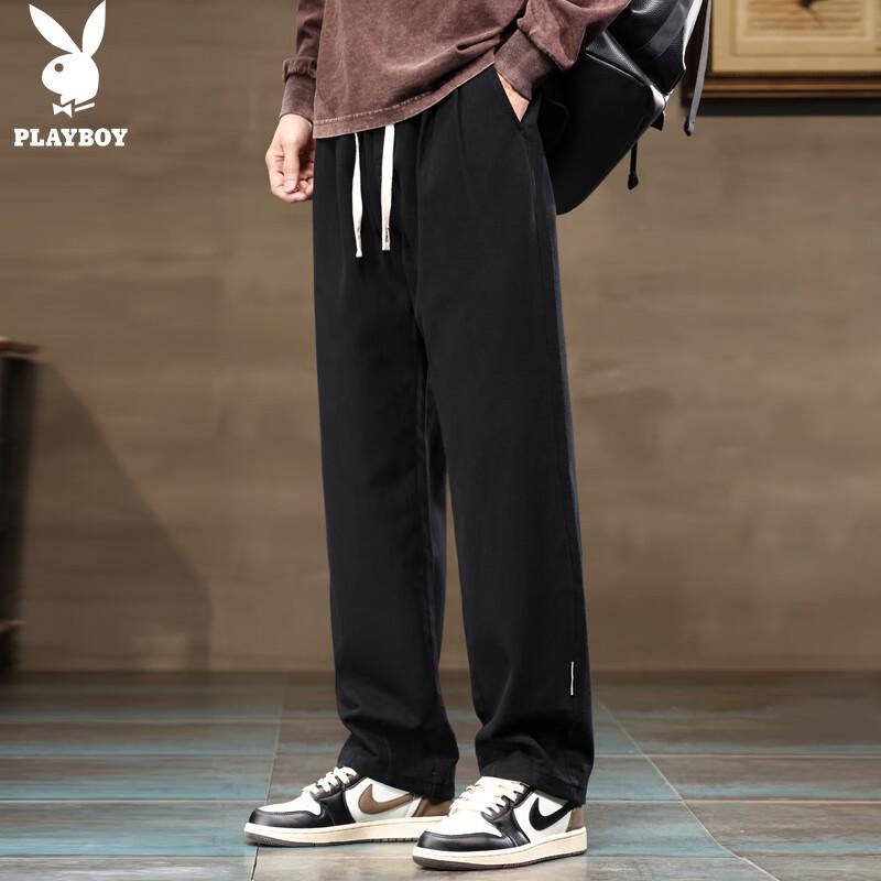 PLAYBOY Men's Casual Loose Straight-Leg Cargo Pants