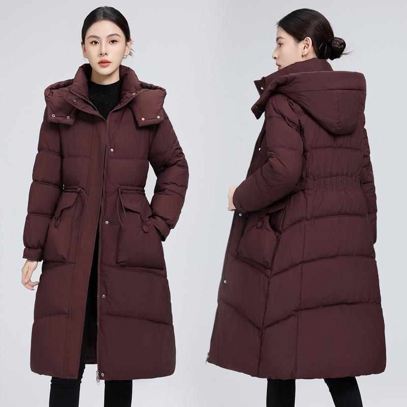 2025 new cotton jacket women's mid-length winter jacket with a thickened waist and a hooded cotton jacket women's Korean version of the jacket