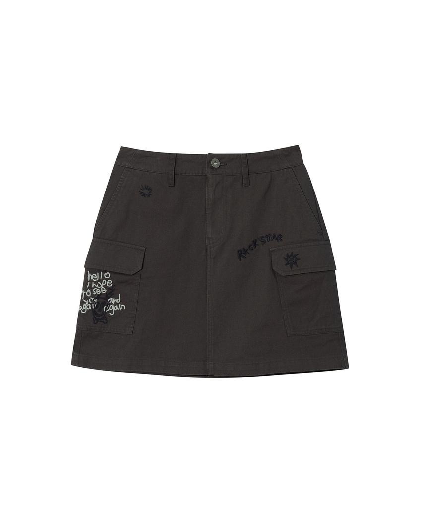KANGOL Iscream Cargo Skirt 8118 Charcoal