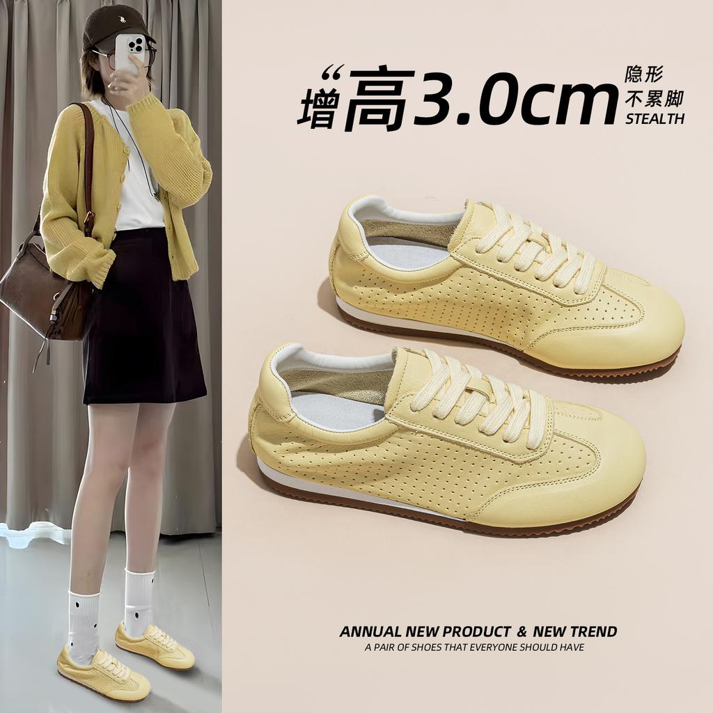 Women's Summer New Thick-soled Heightening Versatile Breathable Leather Casual Shoes