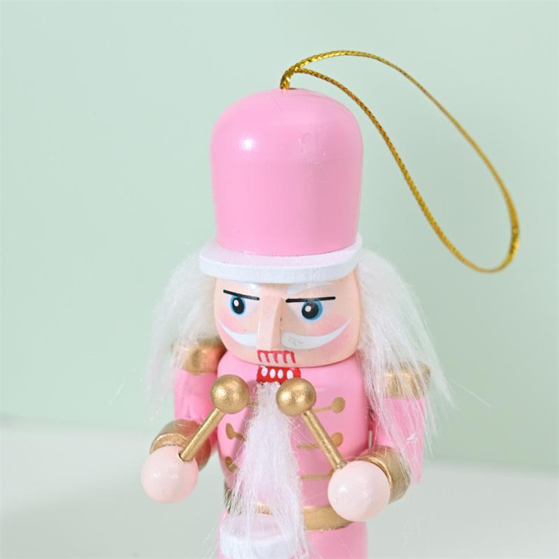 1 Stück Party Heimdekoration Rosa Gold Serie Nussknacker Marionetten Soldat 12 cm Weihnachtsbaum Anhänger Feiertagsgeschenke