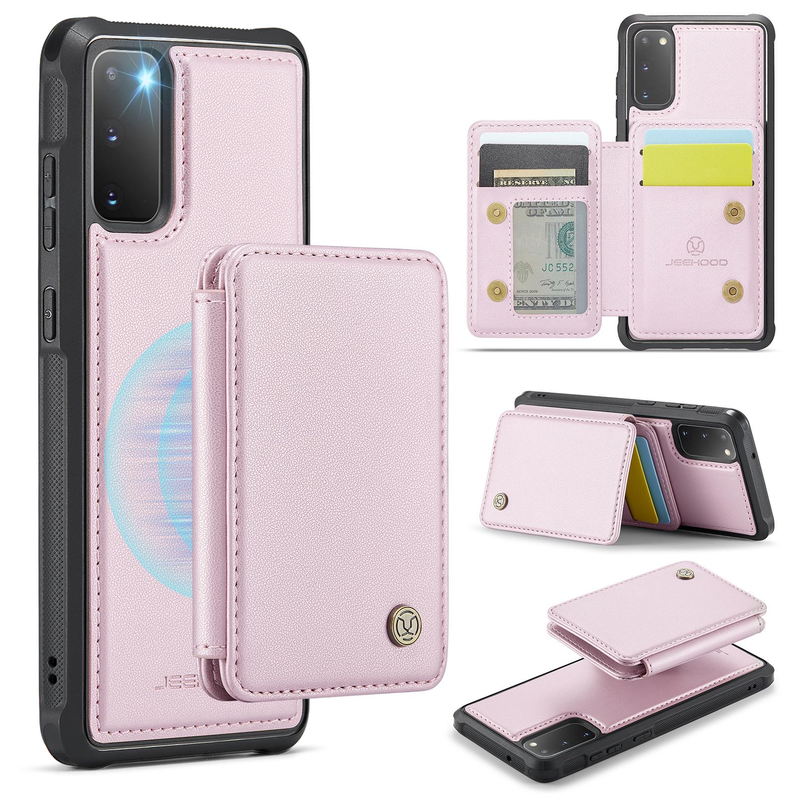 

For Samsung Galaxy S20 4G/5G Case Leather Mobile Cover with Detachable Magnetic Card Bag Pink