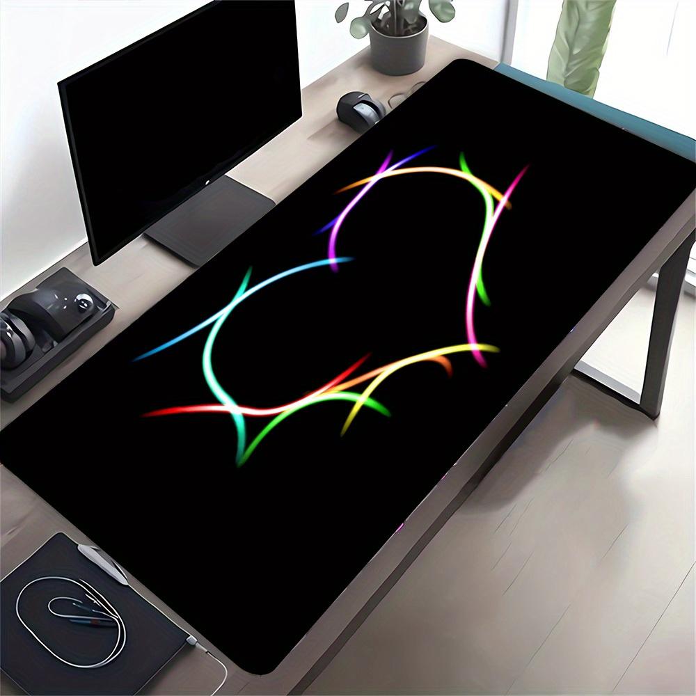 1pc Large Gaming Mouse Pad, UV Reactive Non-Slip Desk Mat, Washable PolyesterHeart, Neon, SpectrumComputer Pad with Vibrant Game Machine Pri
