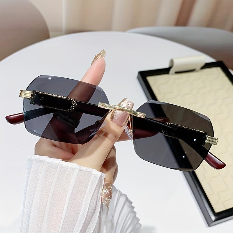 New Frameless Wood Grain Temple Edge Glasses for Men and Women Fashionable Eyewear