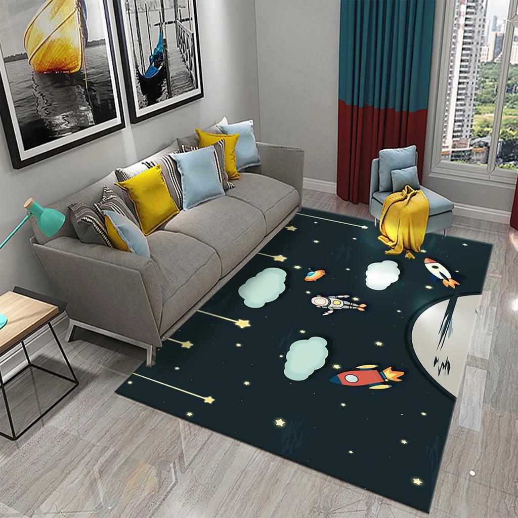 3D Cartoon Astronaut Rocket Carpet for Living Room Bedroom Decor Area Rug Kids Play Crawling Mat Floor Mats Kitchen Non-slip Rug