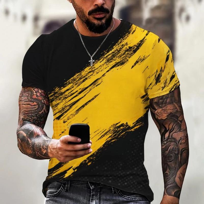New Summer Fashion Men's 3D Printing Graffiti Pattern Loose T-Shirt Street Trendy Casual Short-Sleeved Oversized Male Clothing