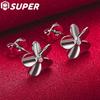 925 Sterling Silber fünfblättrige Blume AAA Zirkon Ohrstecker Schmuck