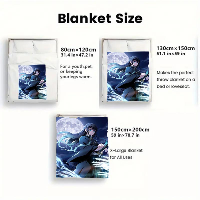 Demon Slayer 2D Flat Pattern Flannel Blanket High quality All Seasons Warmth and Comfort Perfect for Christmas Gifts.DMT0925242
