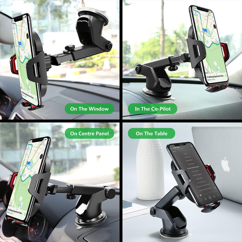 Vehicle Mount Suction Phone Holder Abs Telescopic Folding Windshield Dashboard Bracket for Mobile Cell Phone