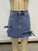 European & American 3D Bow A-line Denim Mini Skirt