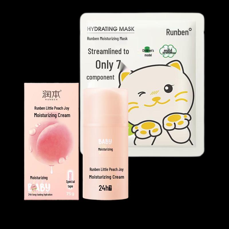 RUNBEN Little Peach Joy Kids Moisturizing Cream & Mask Set