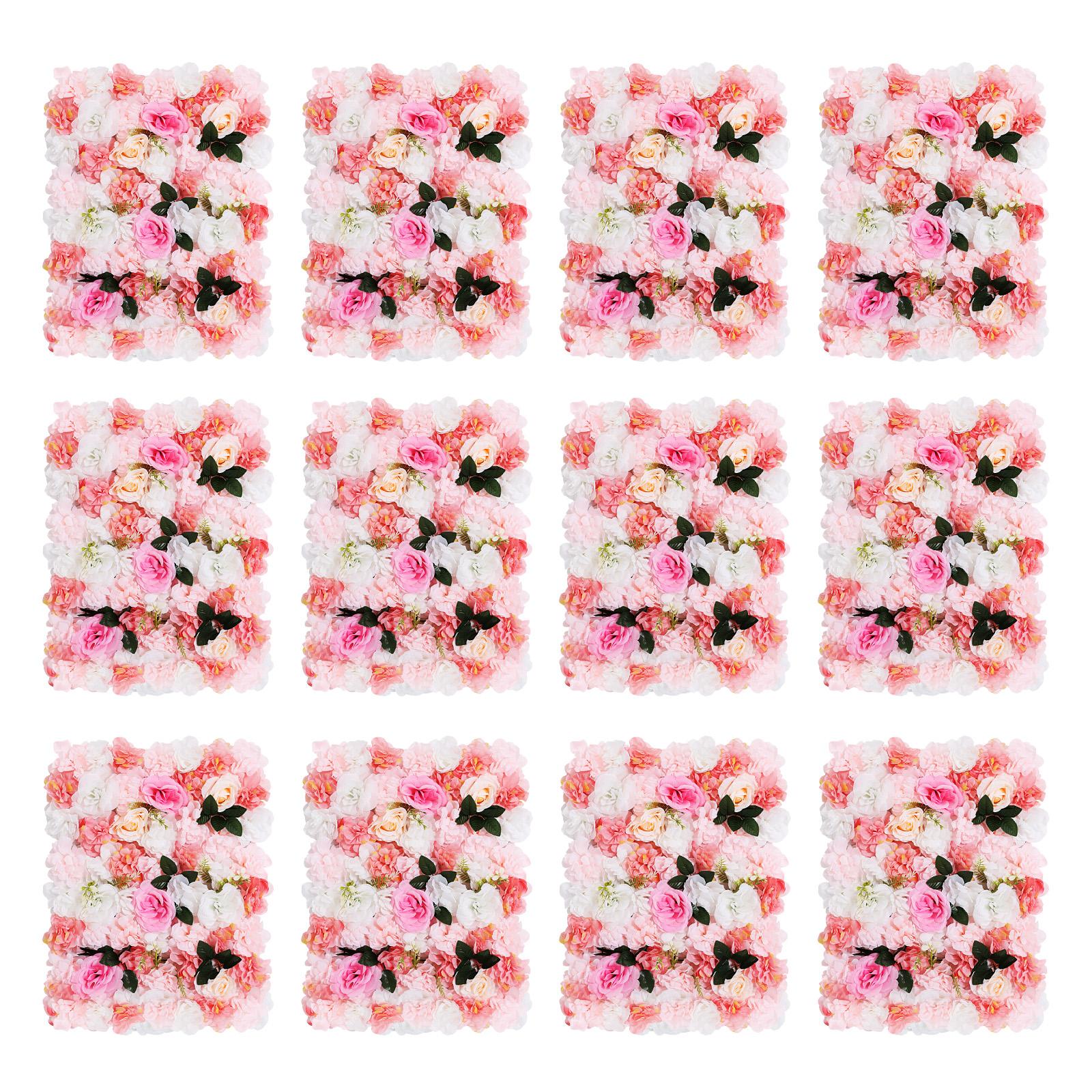 

12PCS Realistic Artificial Flower Wall Panel, 3D Silk Roses Dahlias for Wedding Backdrop Party Decor Home Garden Wall Decoration розовый
